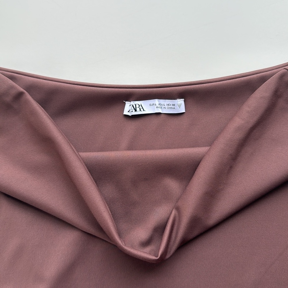 Zara Brown Elastic Bandeau/Tube Top - Size L - Picture 2 of 6